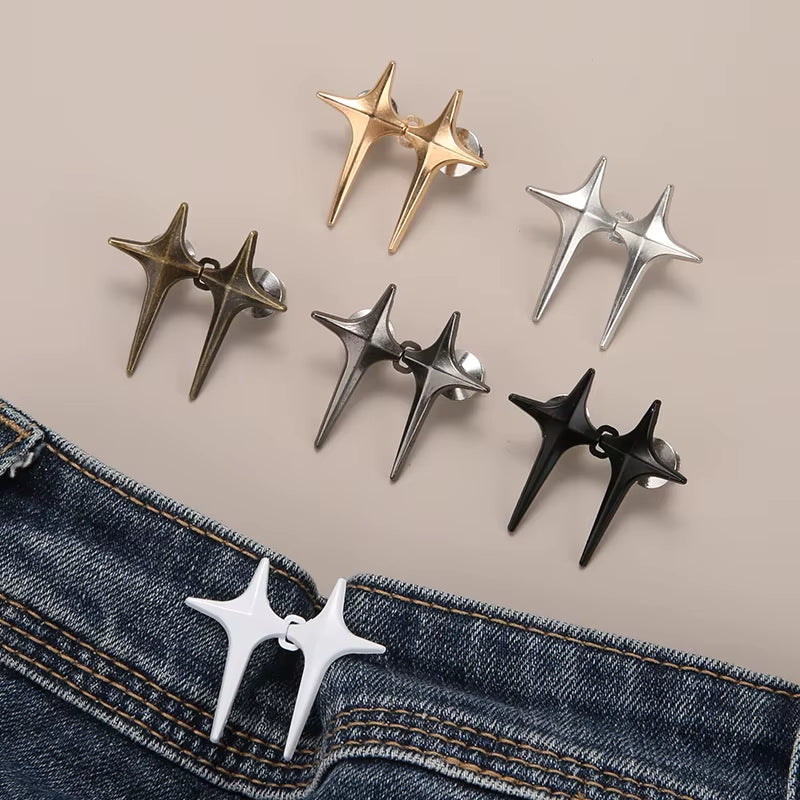 1/2 Pair Waist Buckle, a Star Shaped Waist Buckle Decorative Buttons, No Sewing, Detachable Button for Waist Adjustment